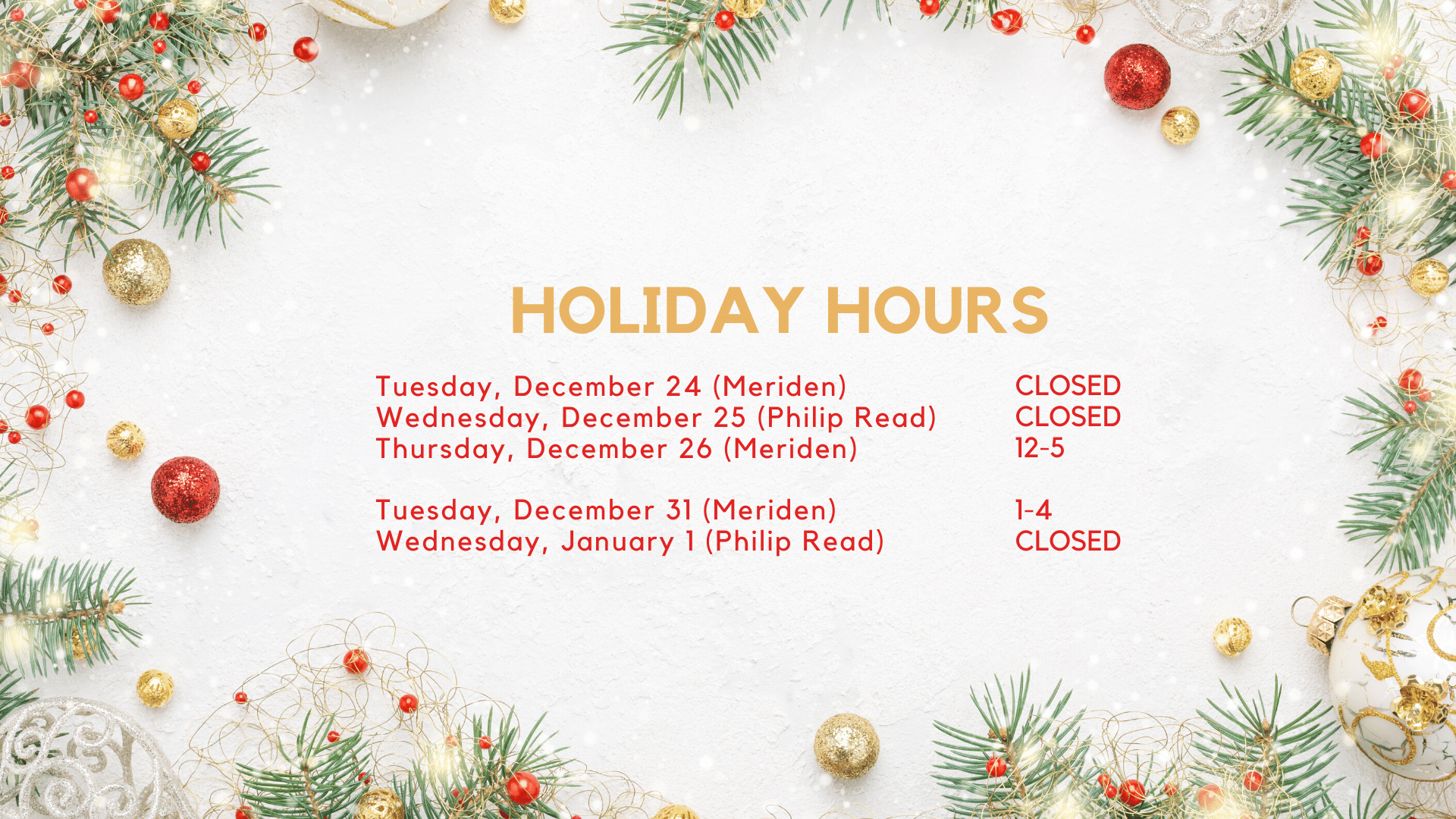 Holiday hours