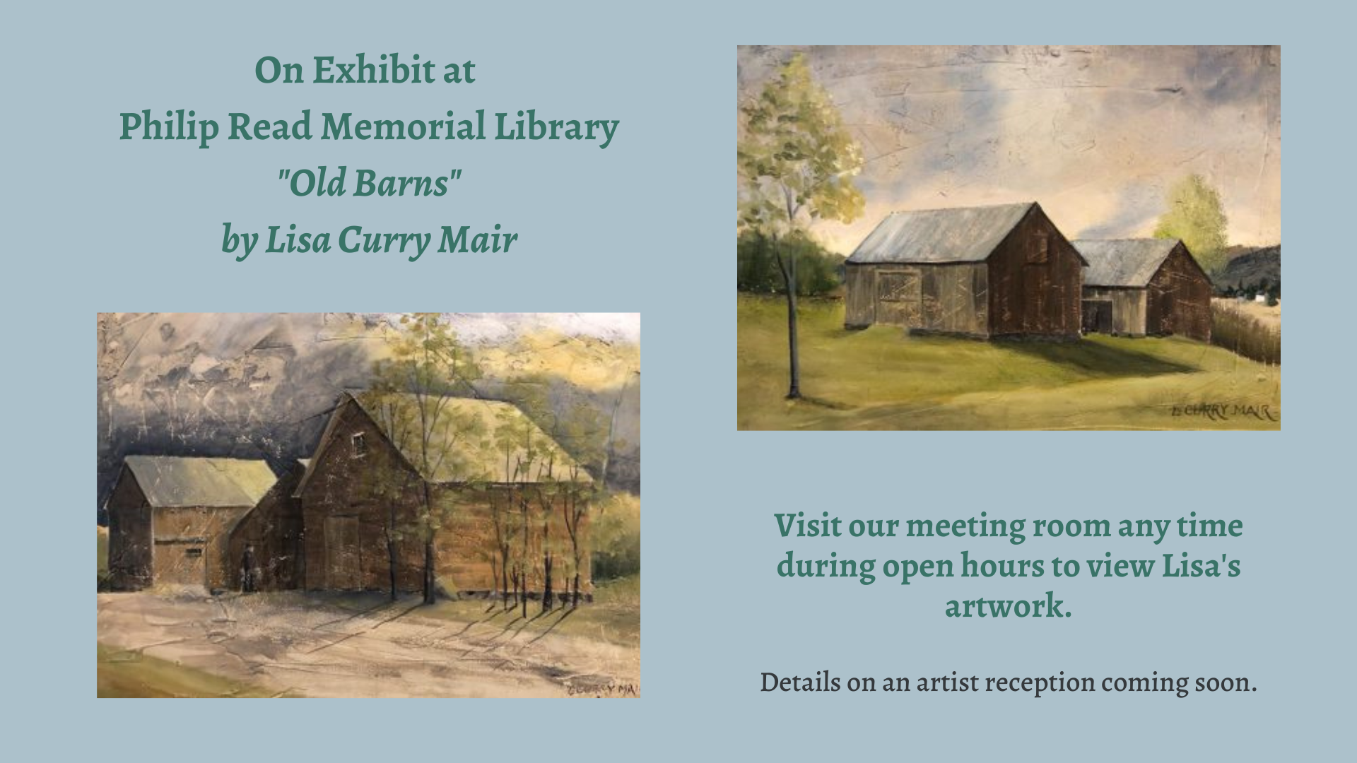 Art exhibit, barns, Lisa Curry Mair