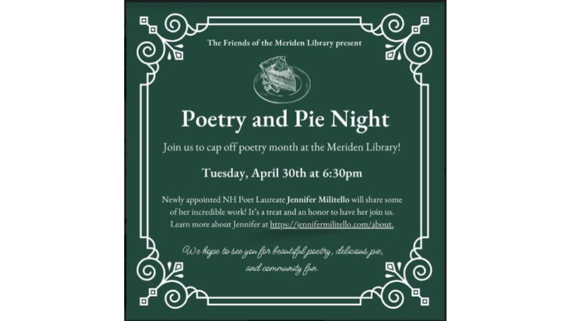 Poetry and Pie Night with the NH Poet Laureate