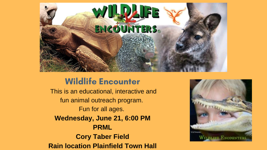 Wildlife Encounters program, Wednesday, June 21, 6 pm
