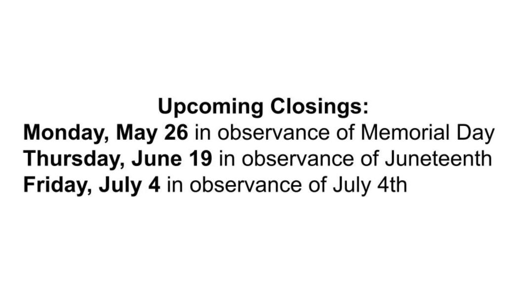 Upcoming closings