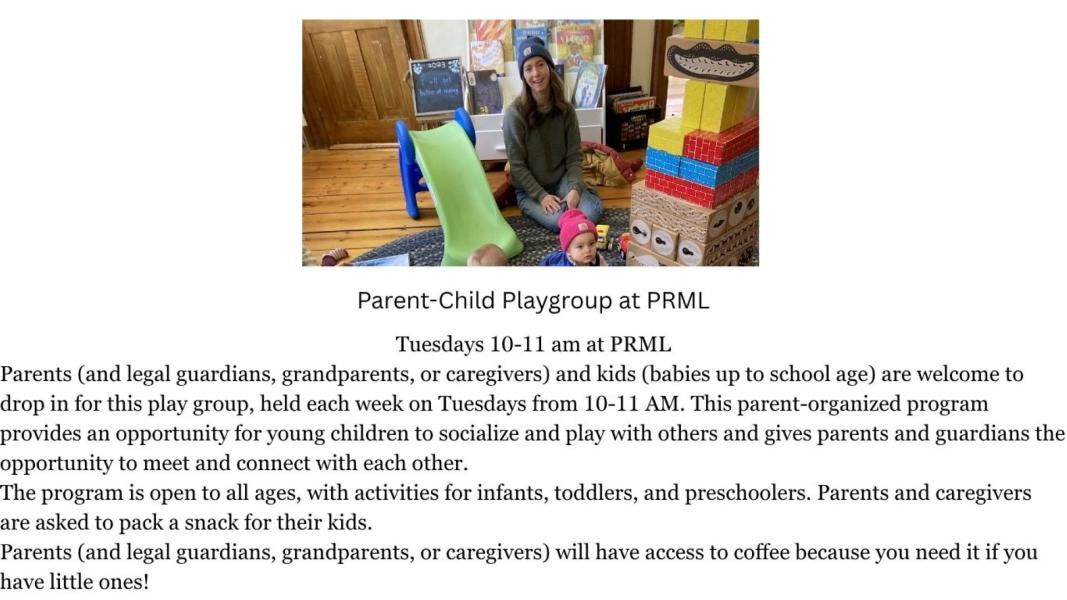 Parent-Child Playgroup at PRML